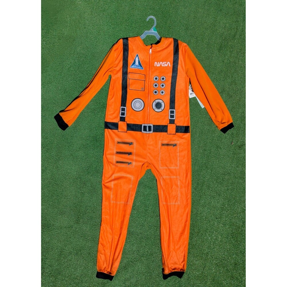 NASA Kids XL Sz 14/16 Orange Astronaut Uniform Buzz Alrin Zip-Up PJs Pajamas NWT - Picture 7 of 7